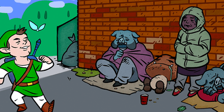 Panel from "Are We Living in a Simulation?", featuring Elon Musk as Link. Art by Maki Naro, script by me.